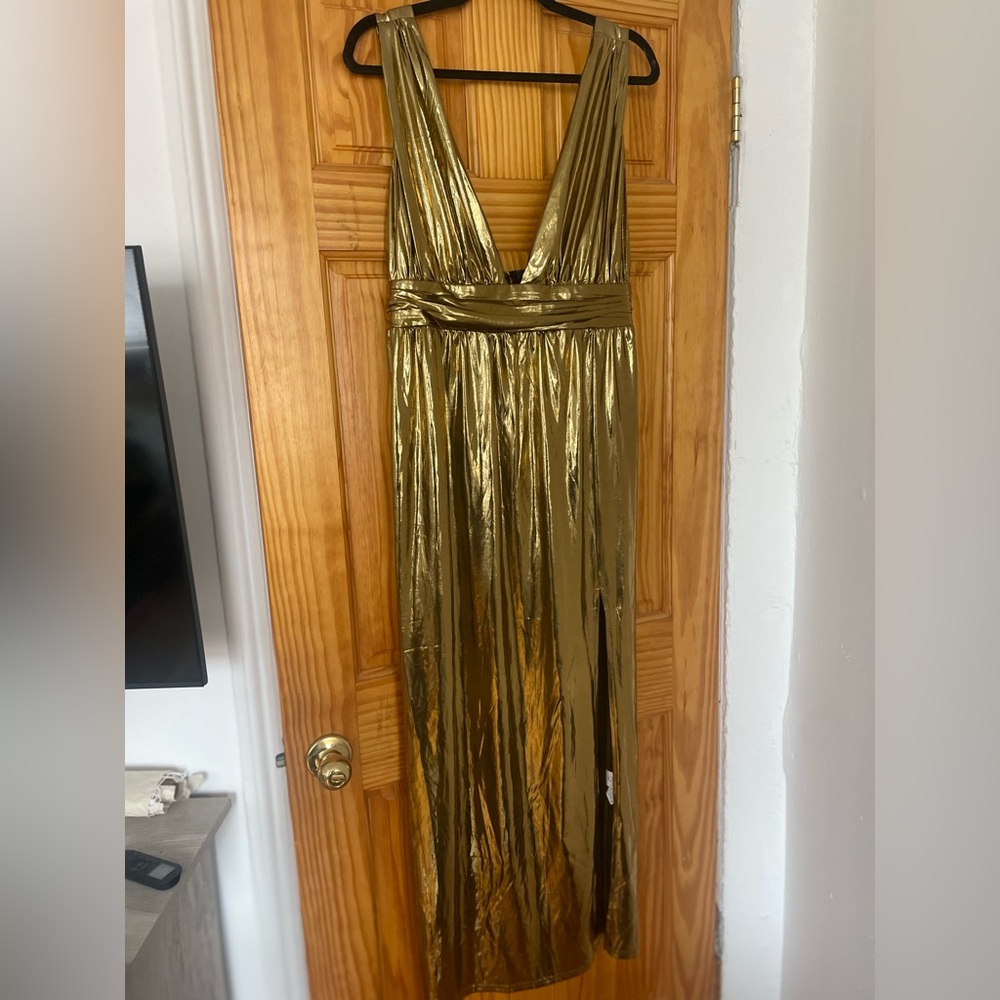 Gold metallic maxi dress